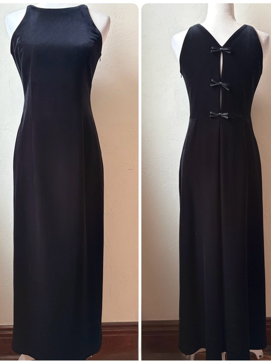 Laundry By Shelli Segal Dresses & Skirts - VTG 1995 Laundry by Shelli Segal Black Velvet Bow Back Maxi Dress 8P